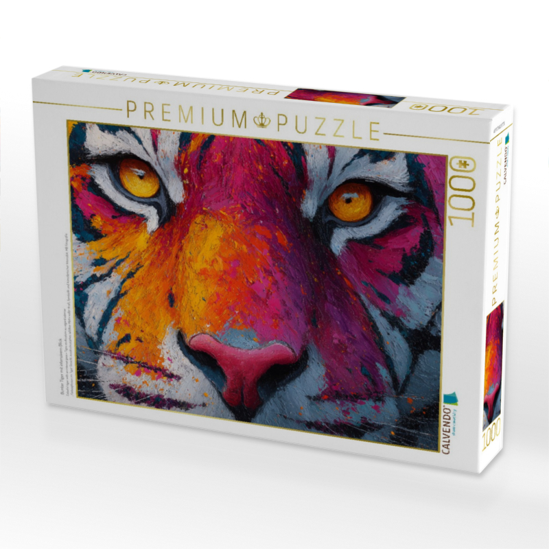 Bunter Tiger mit intensivem Blick