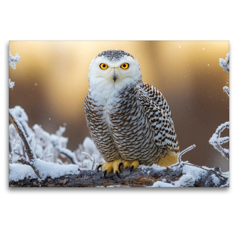 Eine aufmerksame Schneeeule