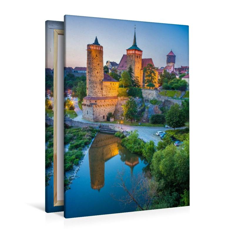 Bautzen nach dem Sonnenuntergang - Blick über die Spree zur Altstadt