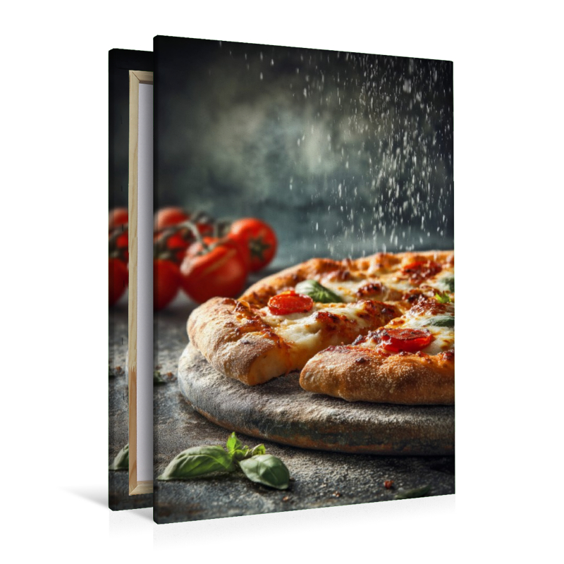 Pizza, knuspriger Boden, Mozzarella & Basilikum