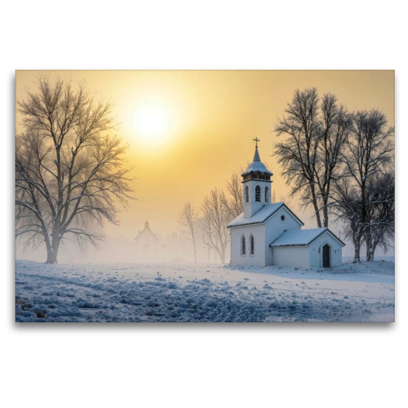 Die Dorfkirche ruht in winterlicher Stille – ein Ort der Einkehr im Schnee