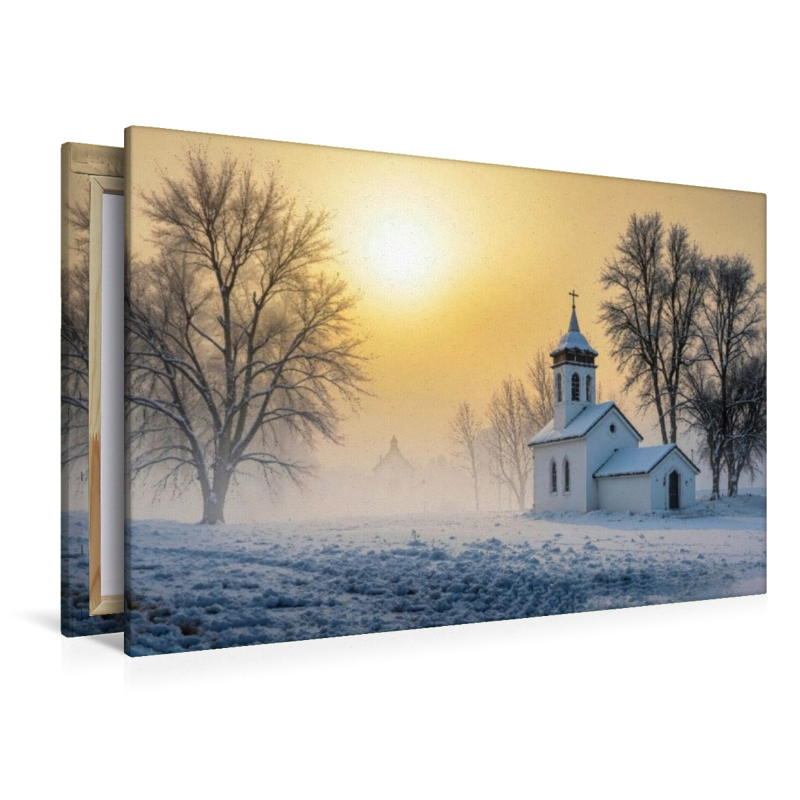 Die Dorfkirche ruht in winterlicher Stille – ein Ort der Einkehr im Schnee