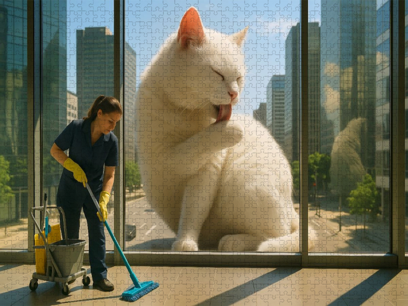 Sauber wie geleckt - Riesige Katze putzt sich