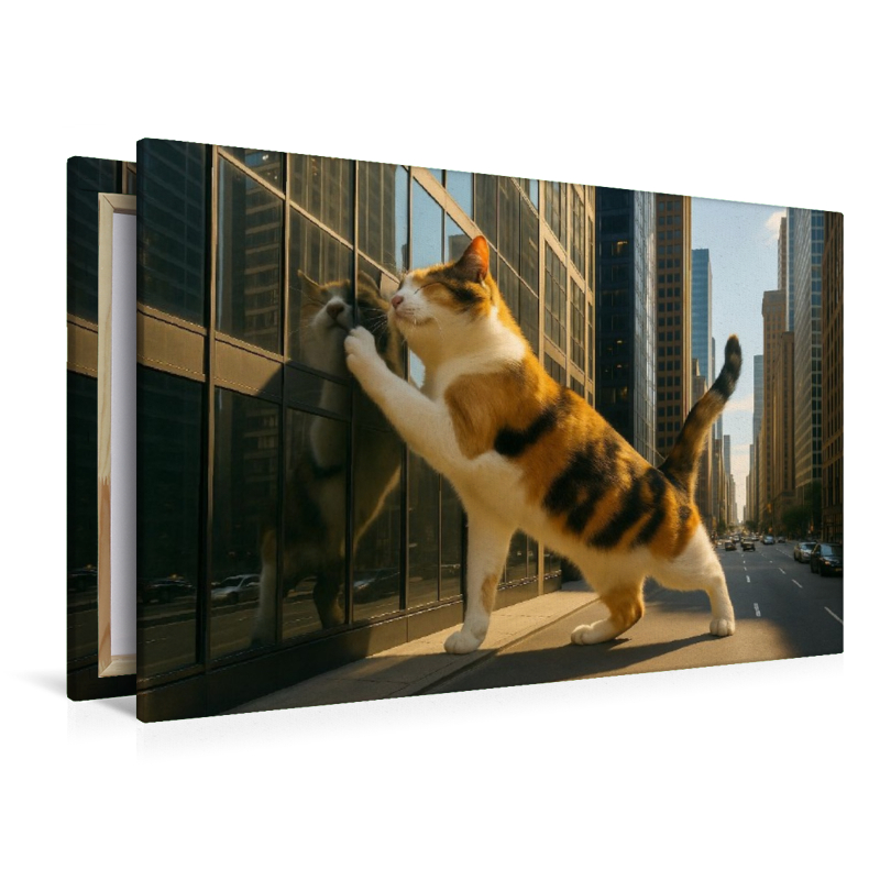 Mein liebstes Spiegelbild - riesige Katze gibt einem Wolkenkratzer Köpfchen