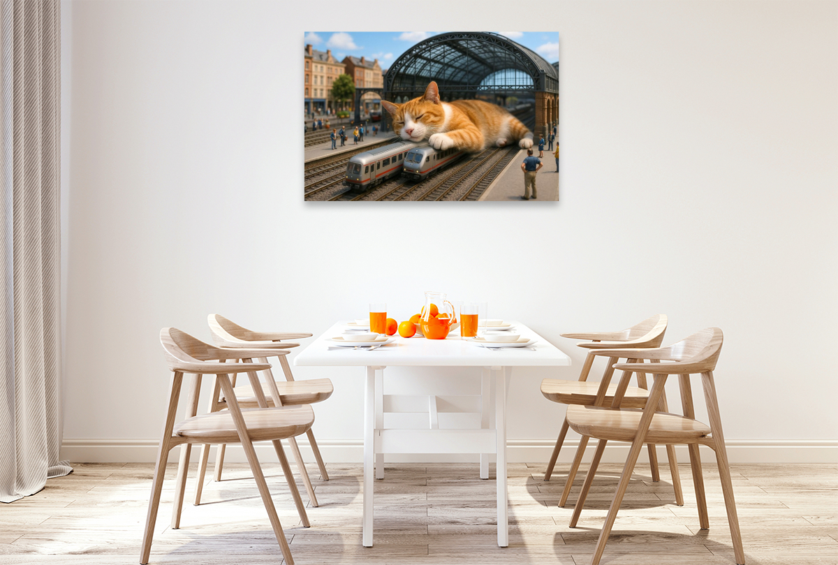 Heute Verspätung auf unbestimmte Zeit - riesige Katze schläft im Bahnhof