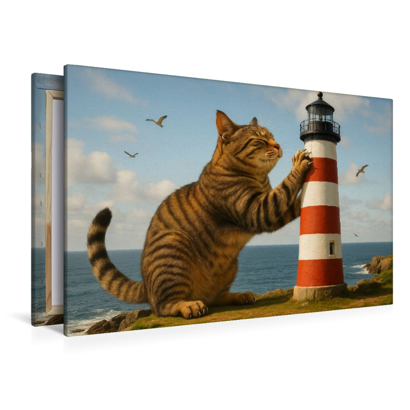 Mein liebster Kratzbaum - riesige Katze kratzt am Leuchtturm