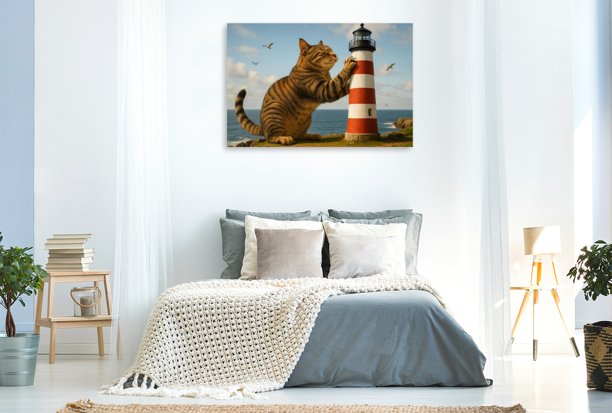 Mein liebster Kratzbaum - riesige Katze kratzt am Leuchtturm