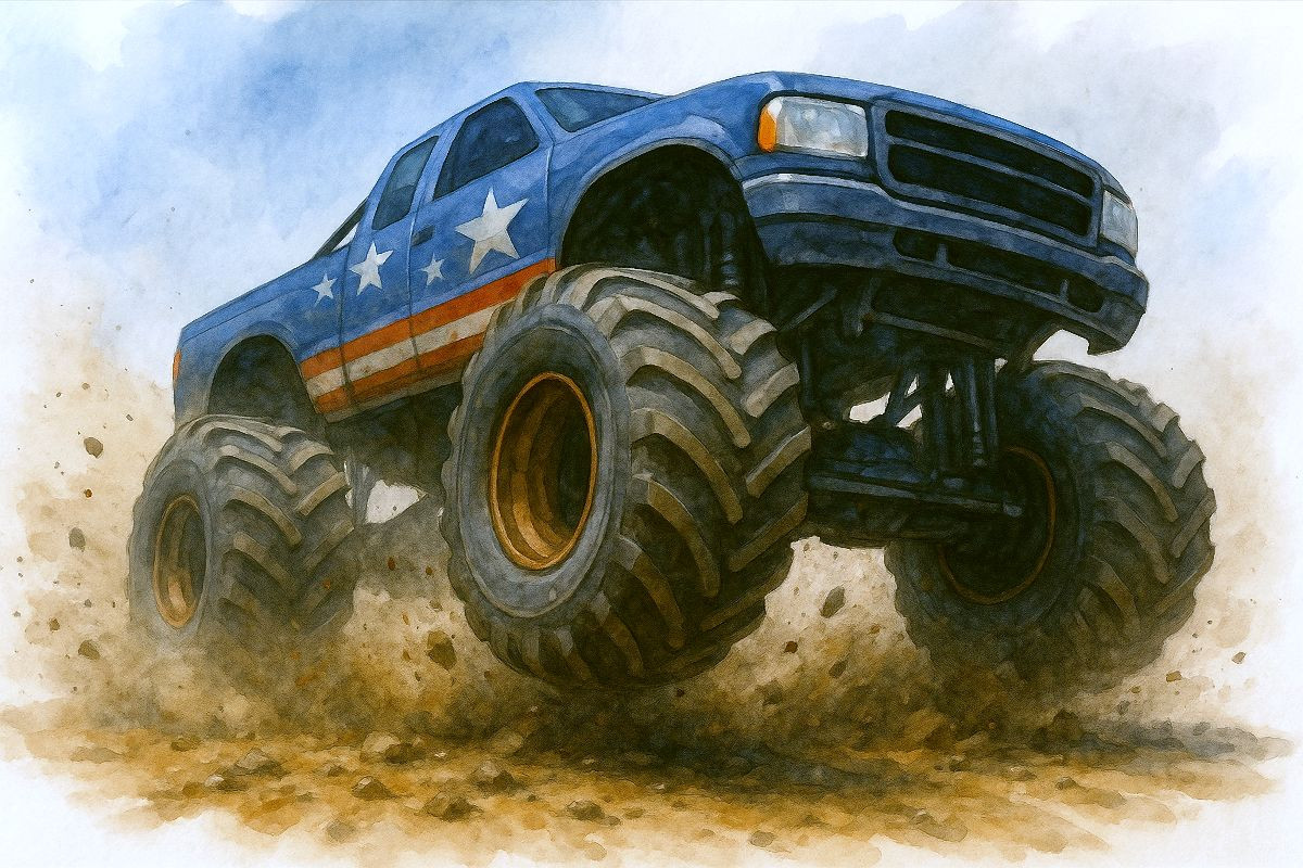Schlamm wird zur Leinwand der Kraft - Monstertruck