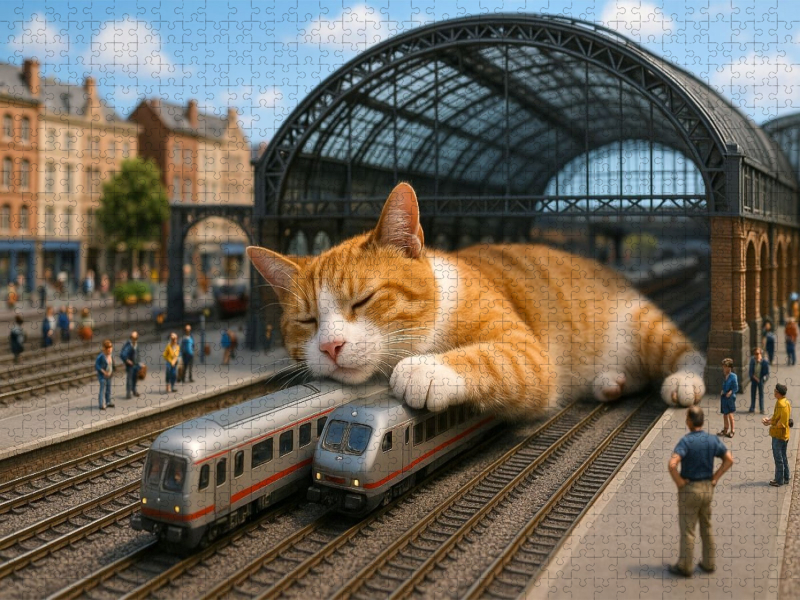 Heute Verspätung auf unbestimmte Zeit - riesige Katze schläft im Bahnhof