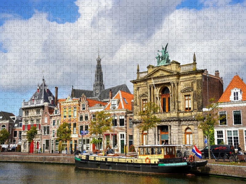 View of Teylers Museum and De Waag in Haarlem