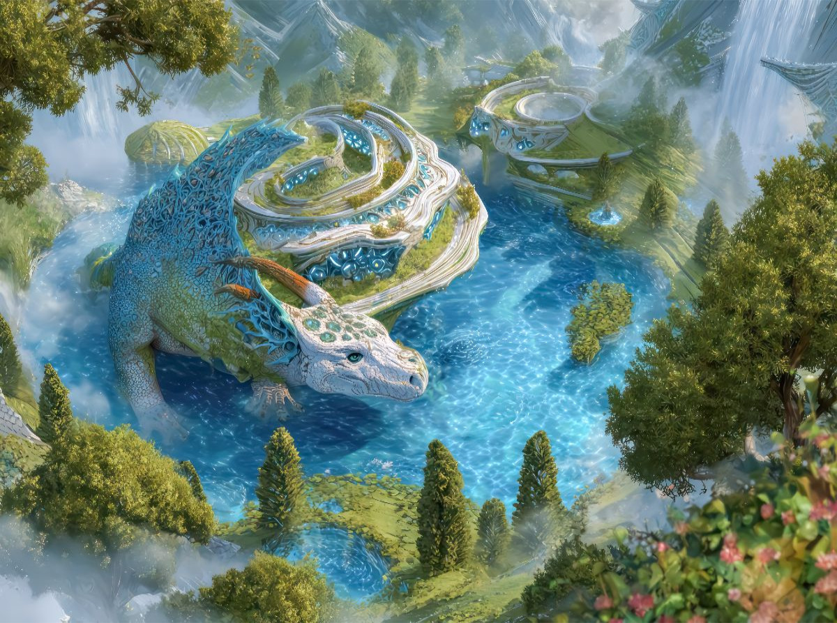 Fantasiekreaturen am Wasser