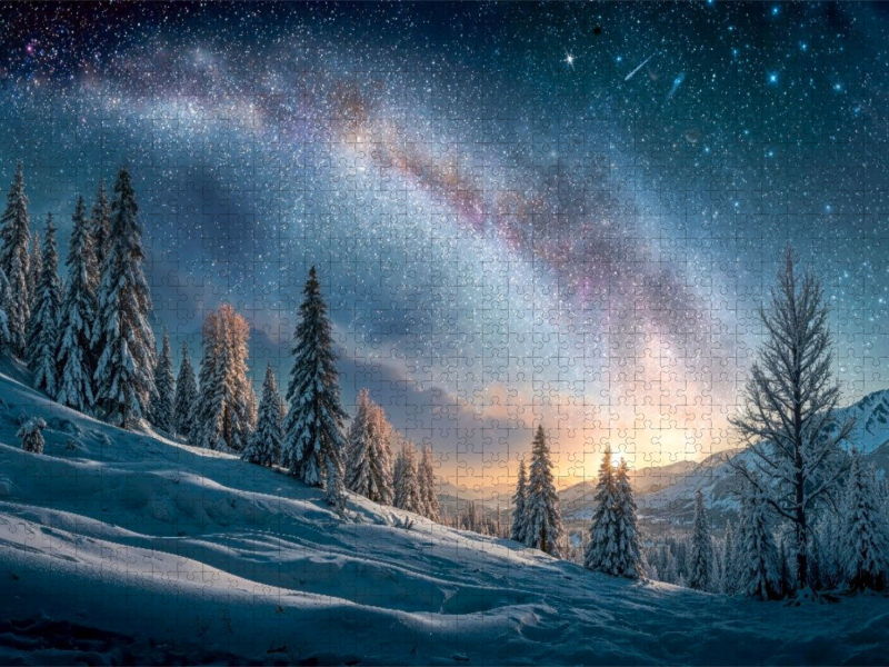 Verschneite Tannen ruhen still – der Winter atmet leise