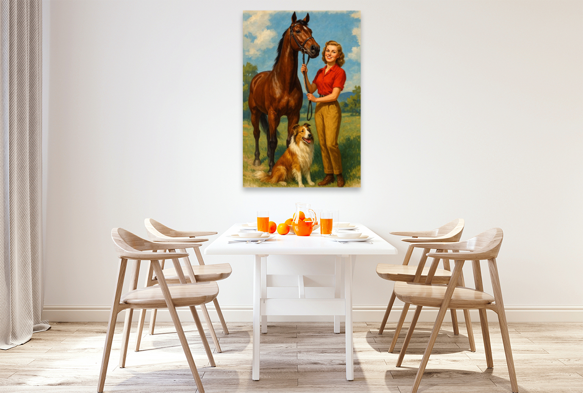 Frau der 50er Jahre mit Pferd