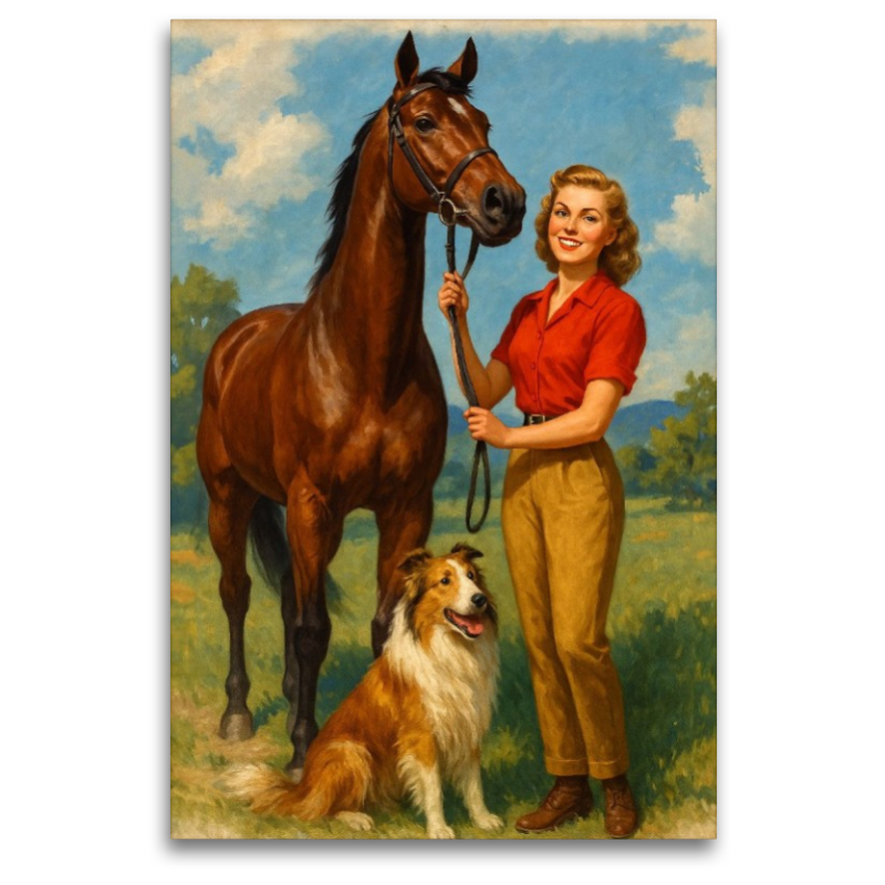 Frau der 50er Jahre mit Pferd