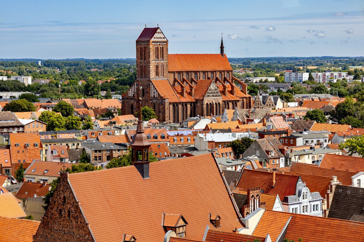 Blick von der Aussichtsplattform von St. Georgen über die Altstadt nach St. Nikolai