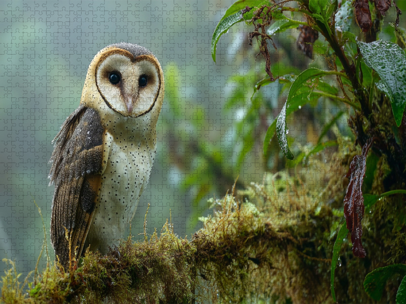 Seltene Rotfuß-Eule im Regenwald