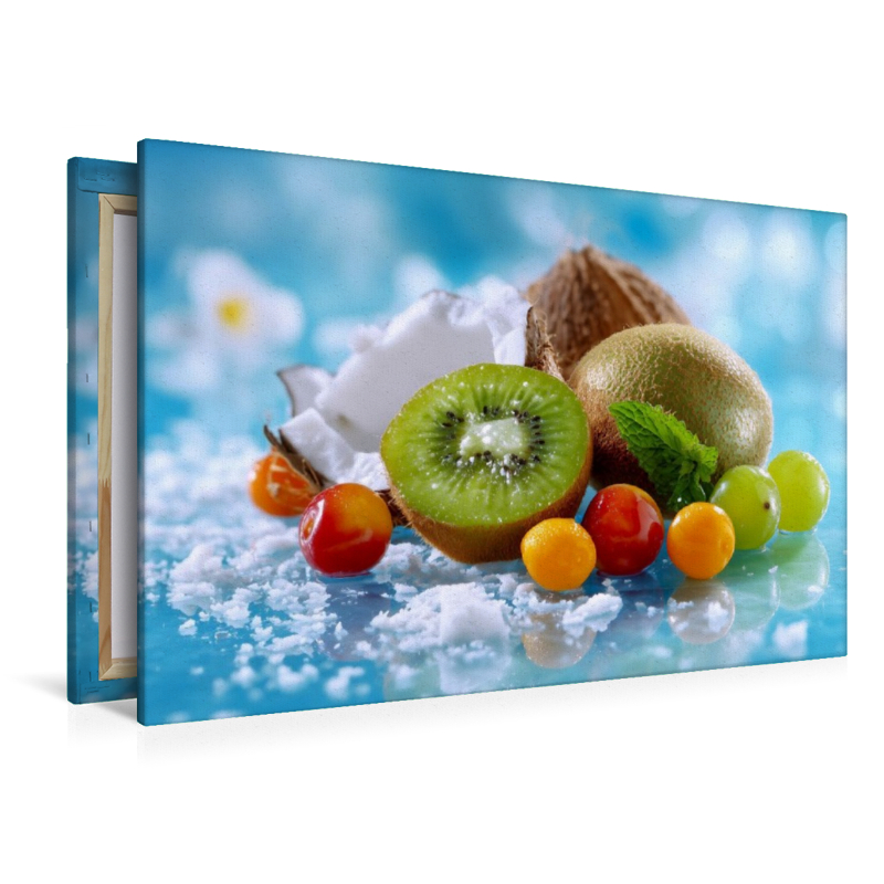 Stillleben mit Kiwis und Kokosnuss