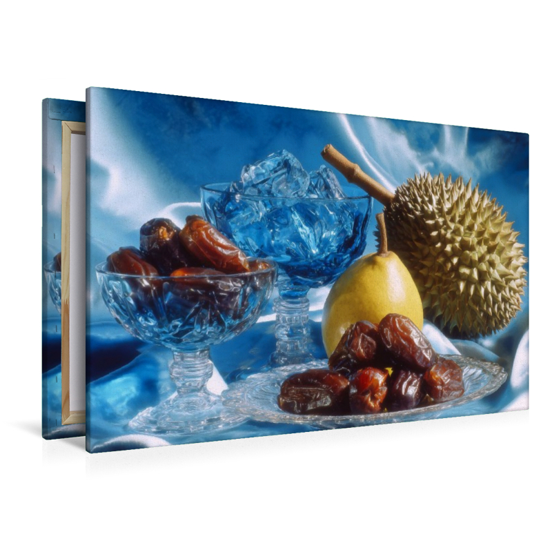 Stillleben mit Datteln, Durian und Birne