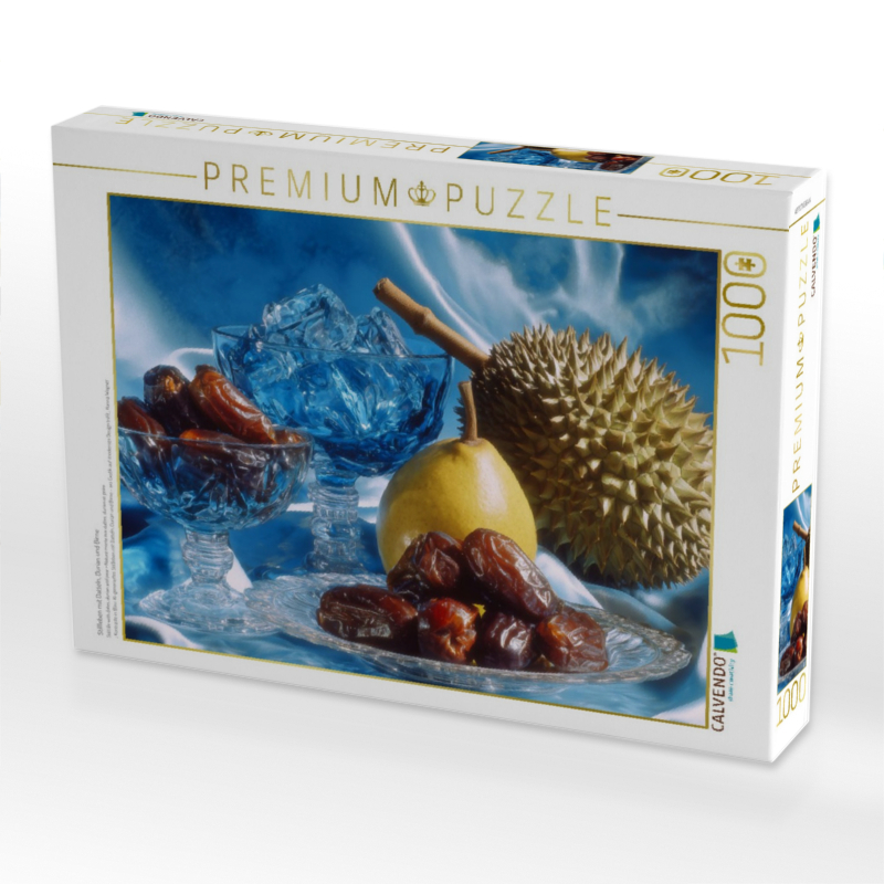 Stillleben mit Datteln, Durian und Birne