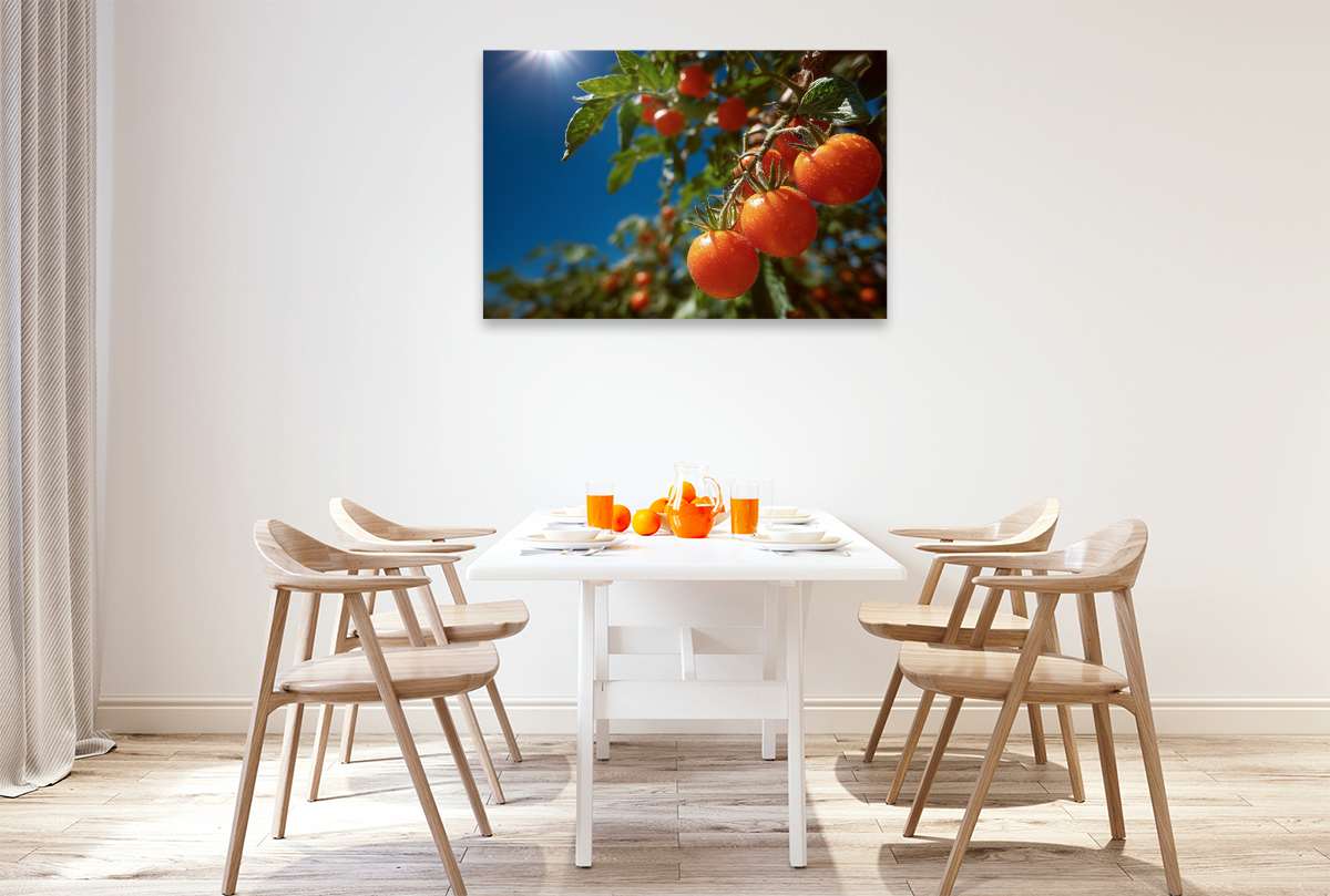 Reife Tomaten leuchten im Sonnenschein des Gartens