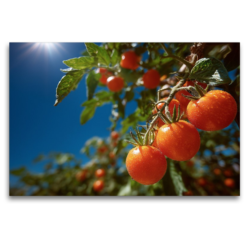 Reife Tomaten leuchten im Sonnenschein des Gartens