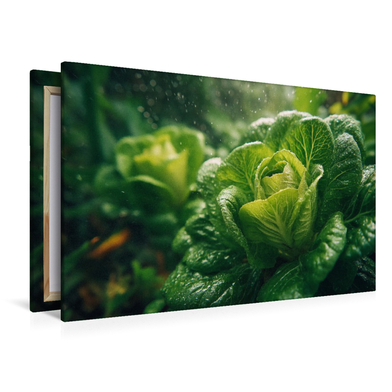 Frischer Kopfsalat im Garten wächst im satten Grün