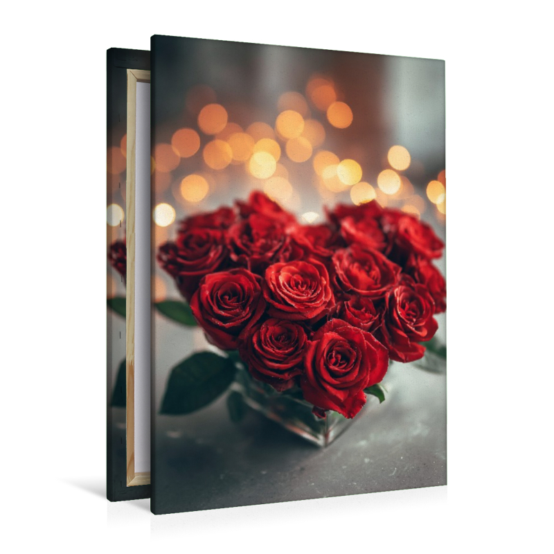 Rosenherz mit romantischem Licht, rote Rosen