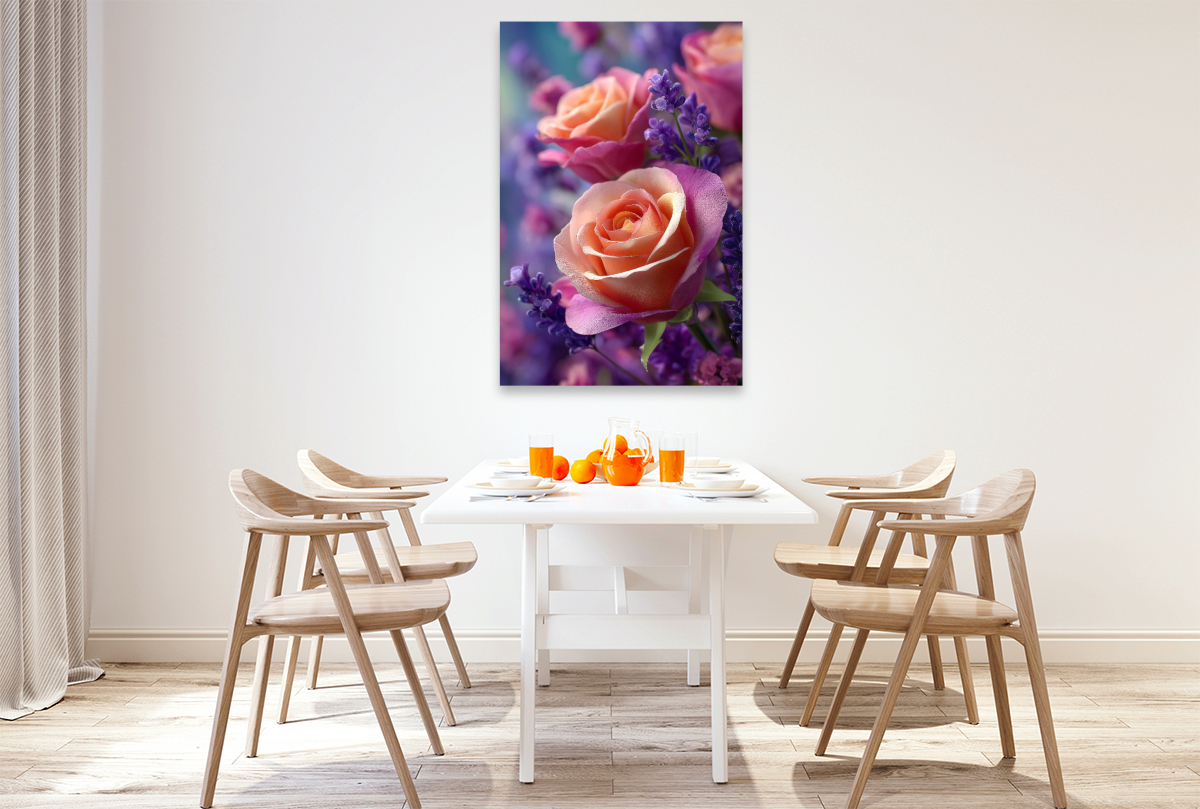 Rosen und Lavendel in harmonischer Blüte