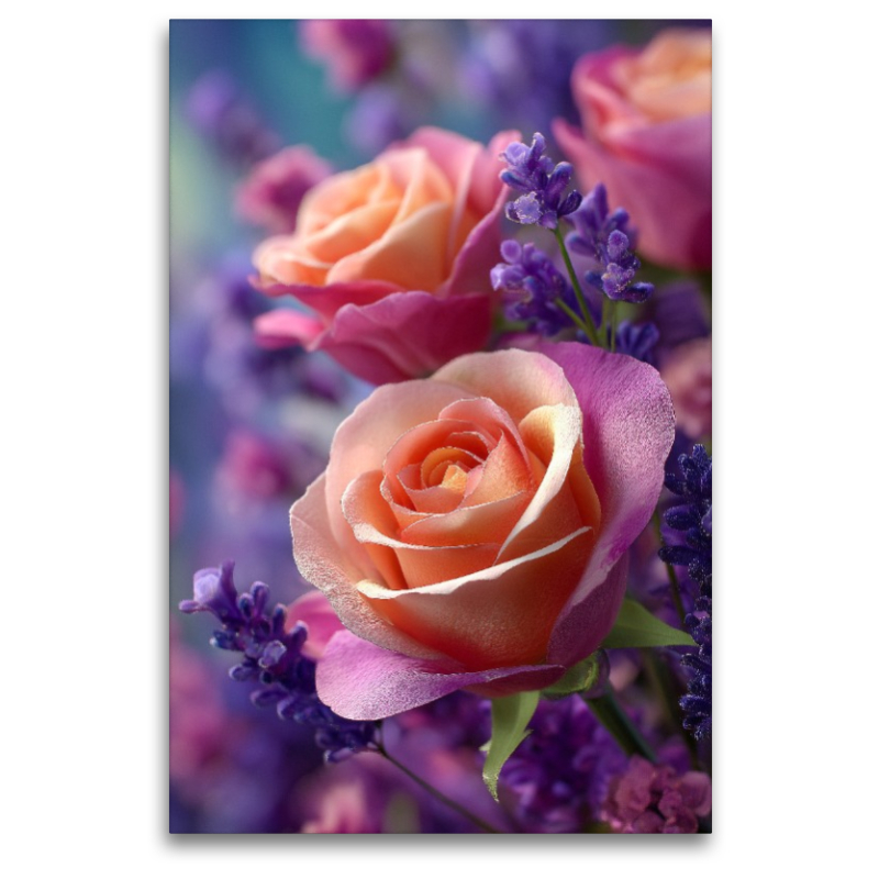 Rosen und Lavendel in harmonischer Blüte