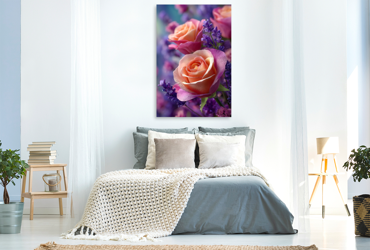 Rosen und Lavendel in harmonischer Blüte