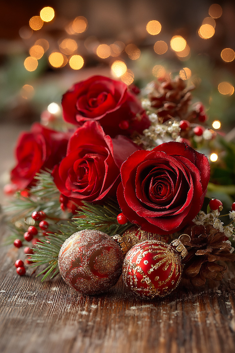 Festliche Rosen zu Weihnachten