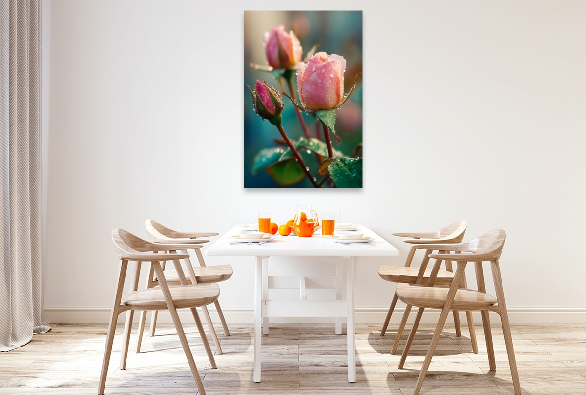 Rosenknospen mit Tautropfen