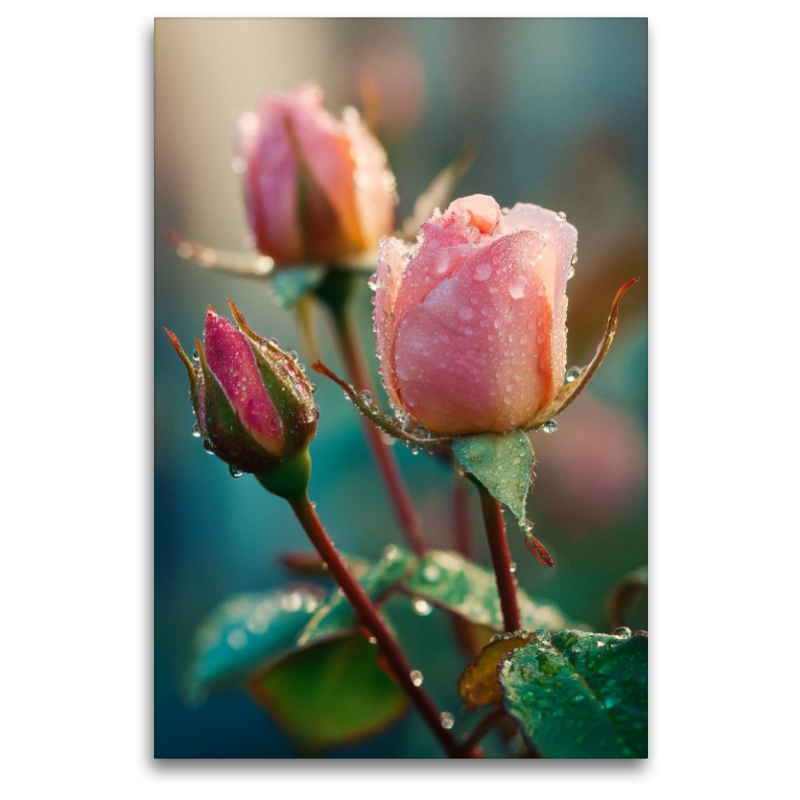 Rosenknospen mit Tautropfen