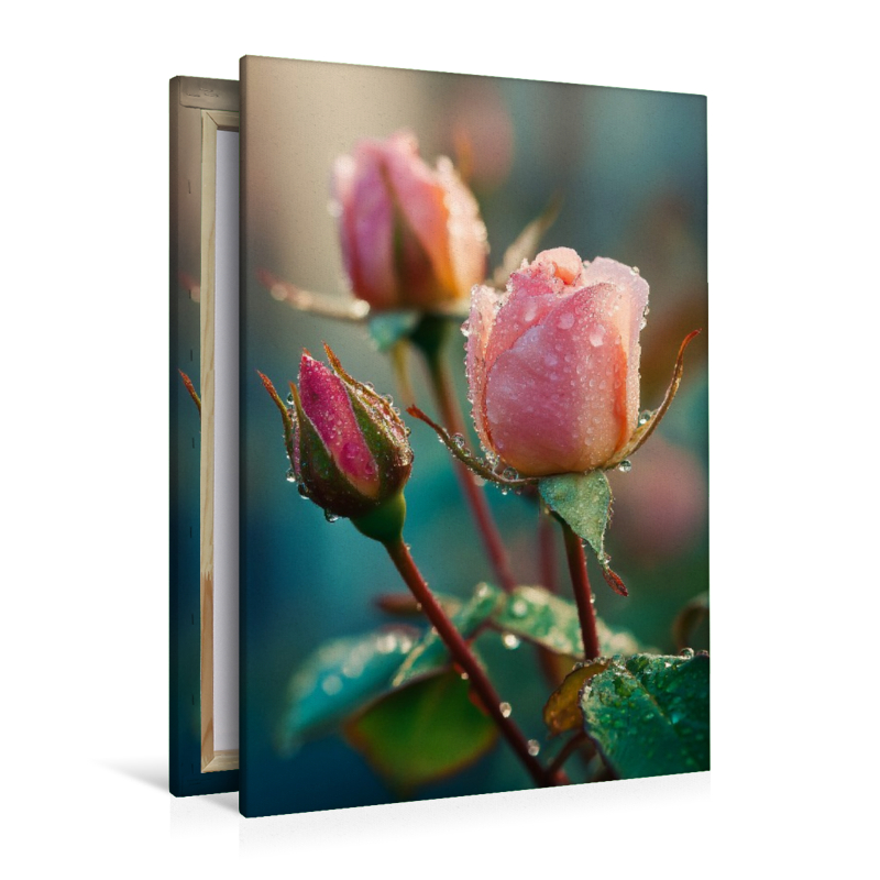 Rosenknospen mit Tautropfen