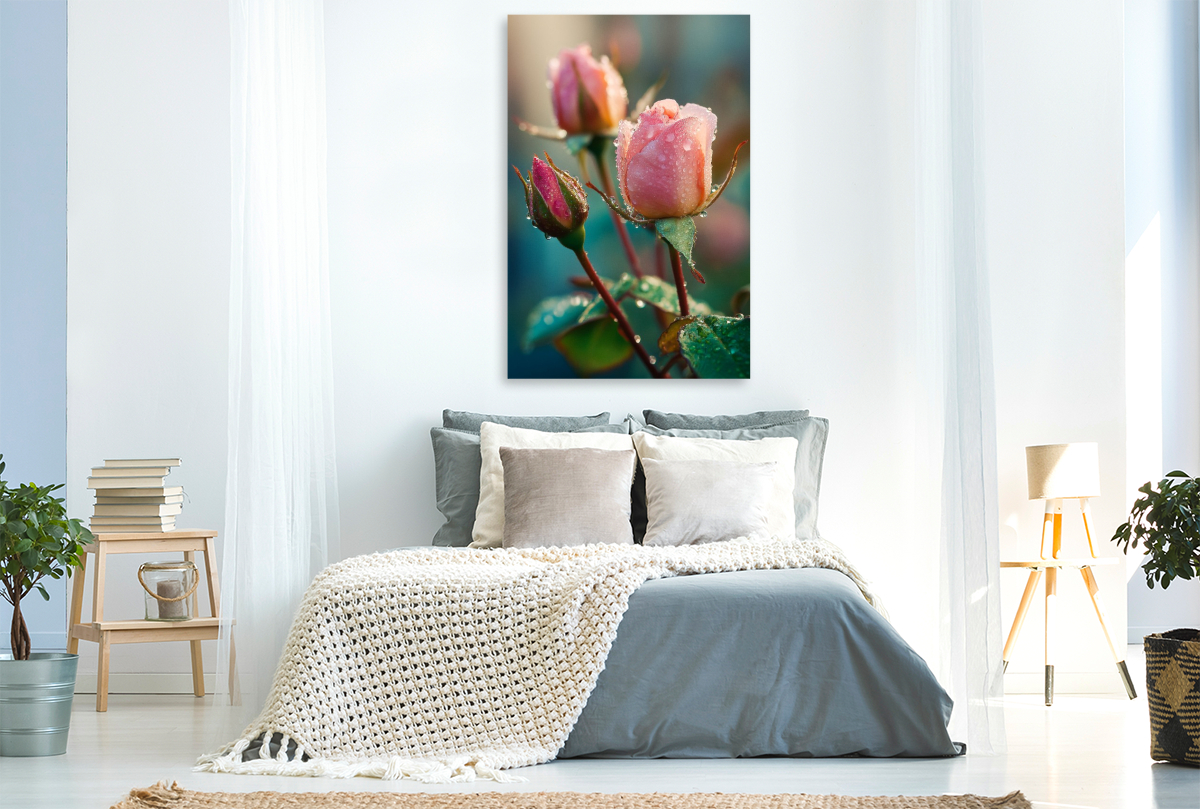 Rosenknospen mit Tautropfen