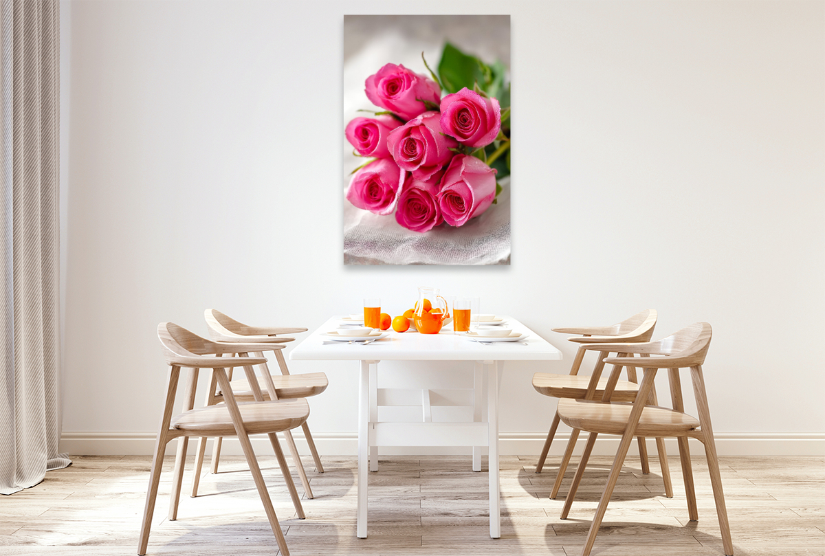 Strauß aus rosa Rosen in Pastelltönen