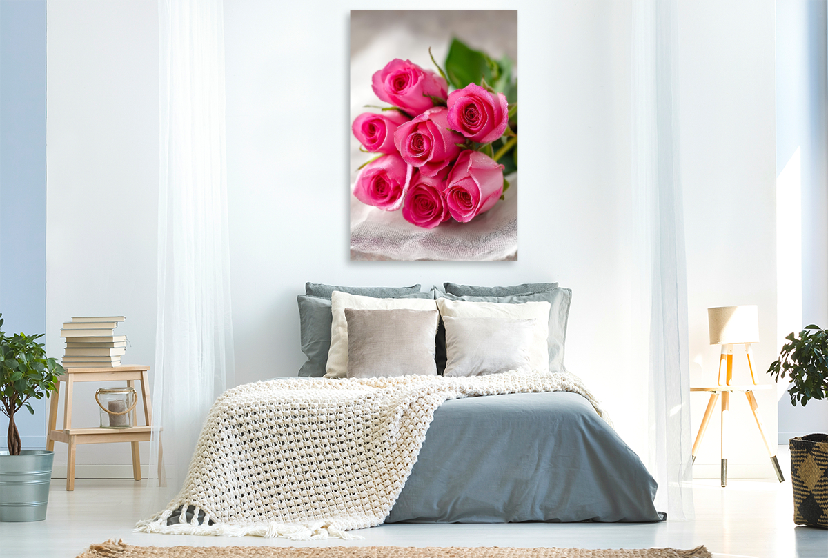 Strauß aus rosa Rosen in Pastelltönen