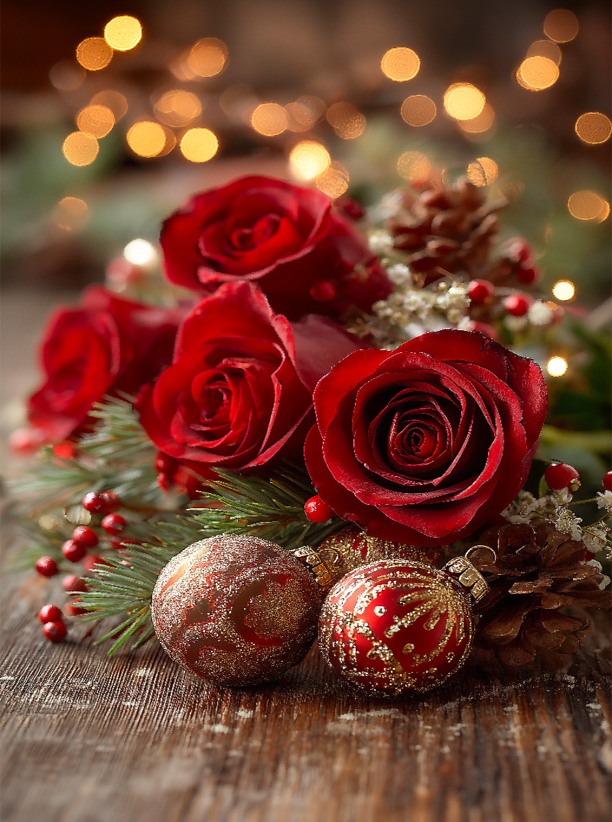 Festliche Rosen zu Weihnachten