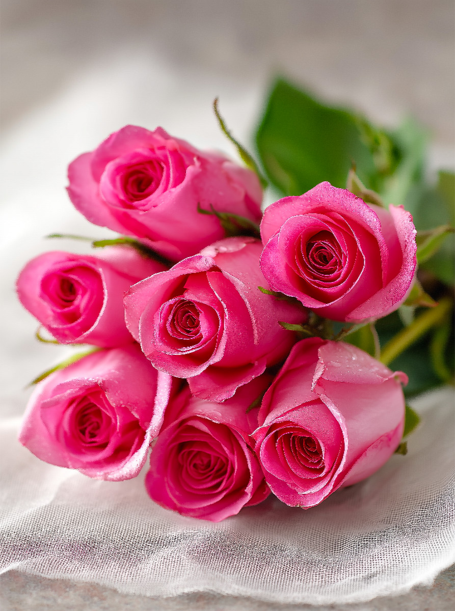 Strauß aus rosa Rosen in Pastelltönen