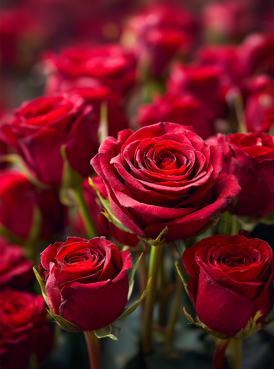 Rote Rosen in voller Blüte