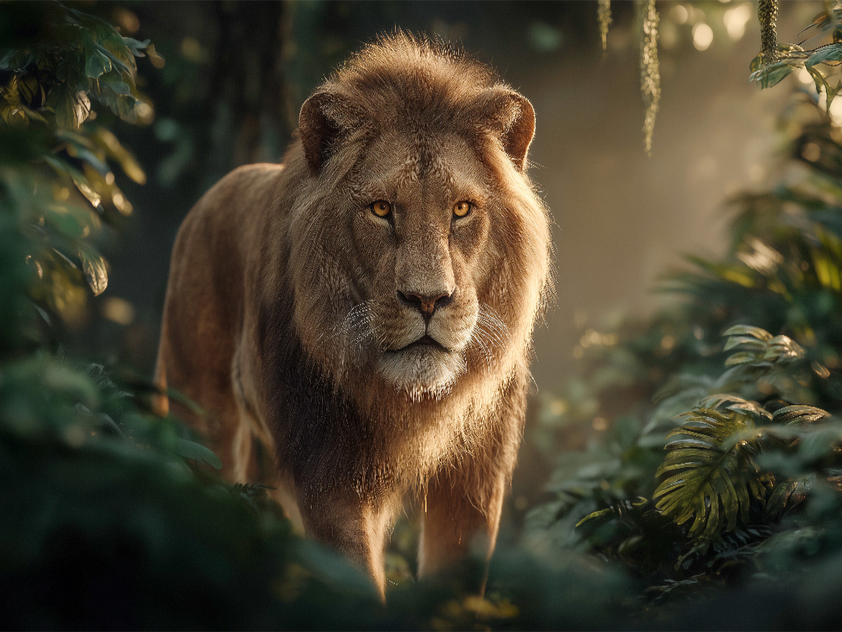 Majestätischer Löwe im Dschungel