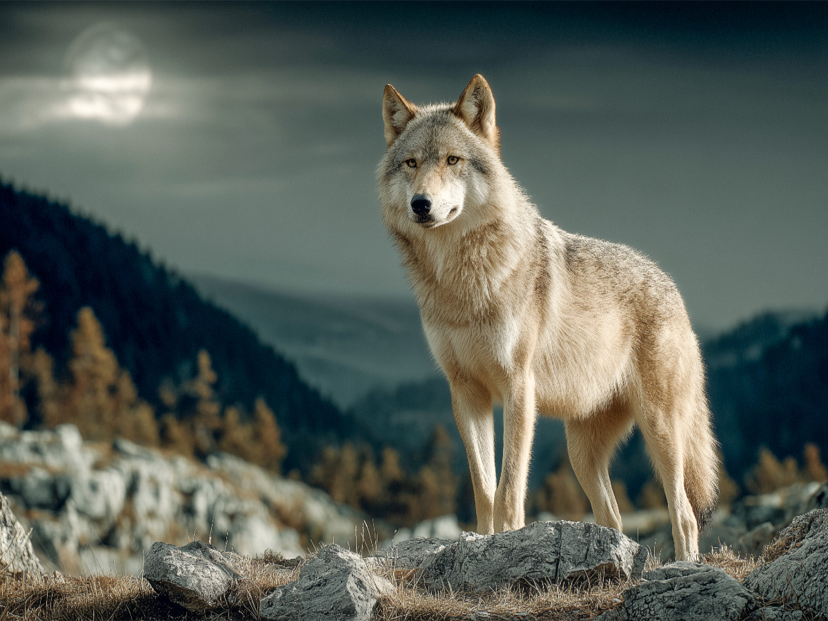 Wolf im Mondlicht