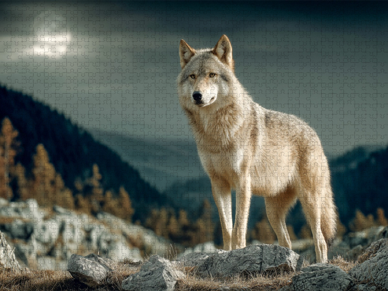 Wolf im Mondlicht