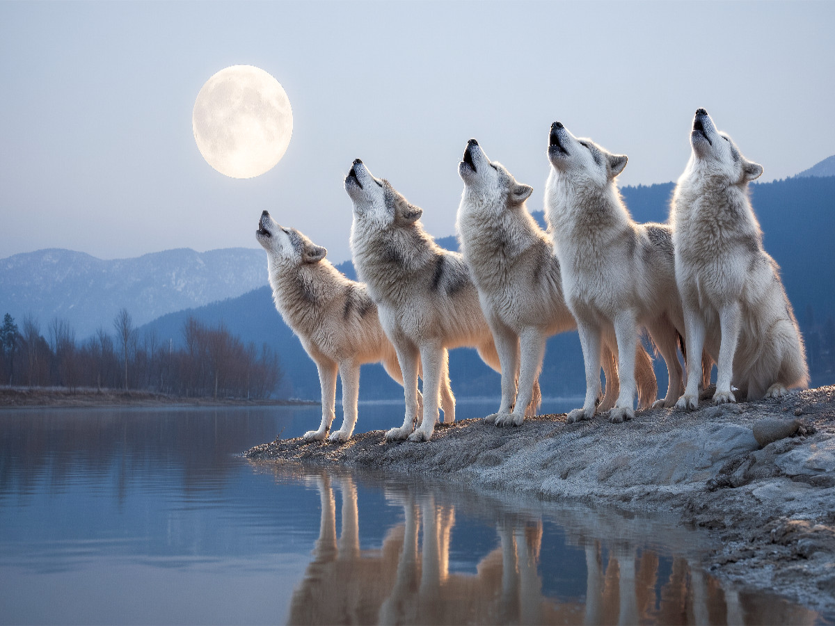 Ruf der Wildnis: Wölfe bei Vollmond