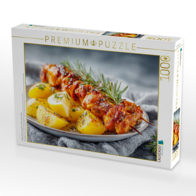 Saftige Hähnchenspieße mit Zitronenkartoffeln
