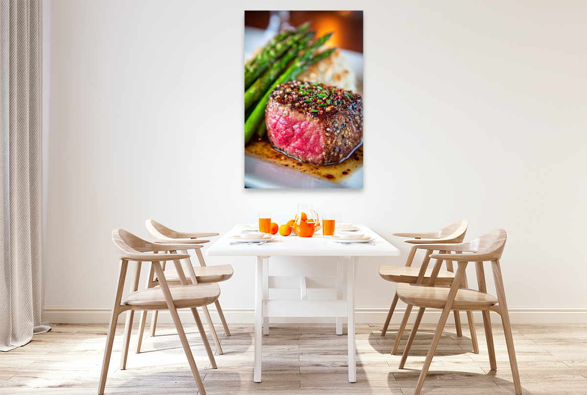 Zartes Rinderfilet mit grünem Spargel und würziger Kruste