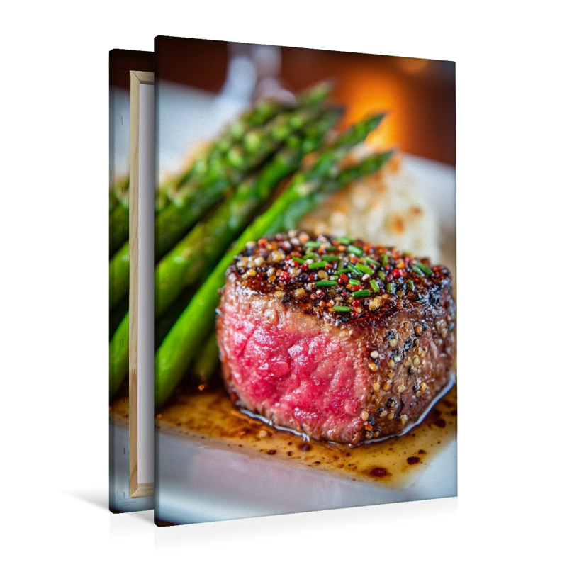 Zartes Rinderfilet mit grünem Spargel und würziger Kruste