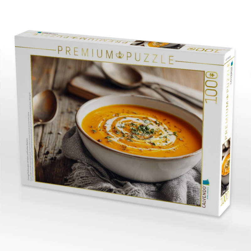 Cremige Kürbissuppe mit Kokos und frischen Kräutern