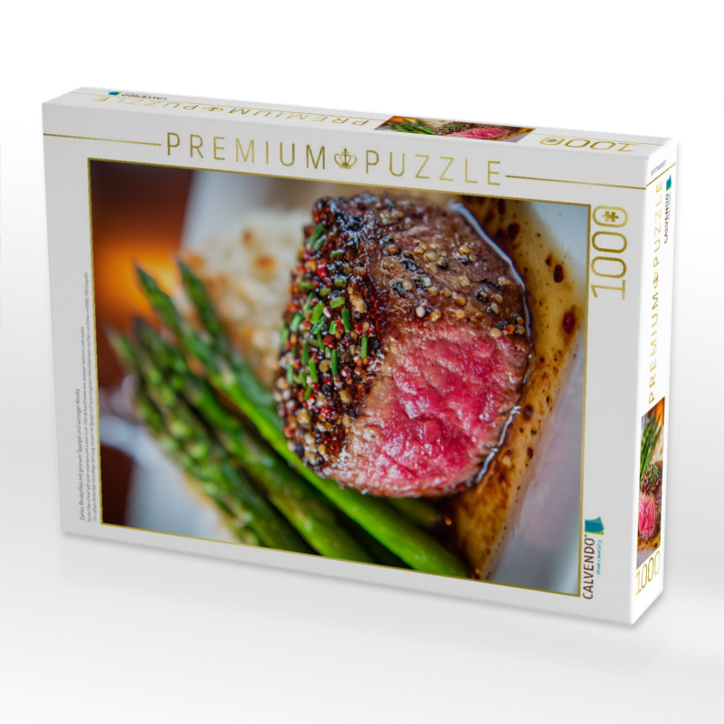 Zartes Rinderfilet mit grünem Spargel und würziger Kruste