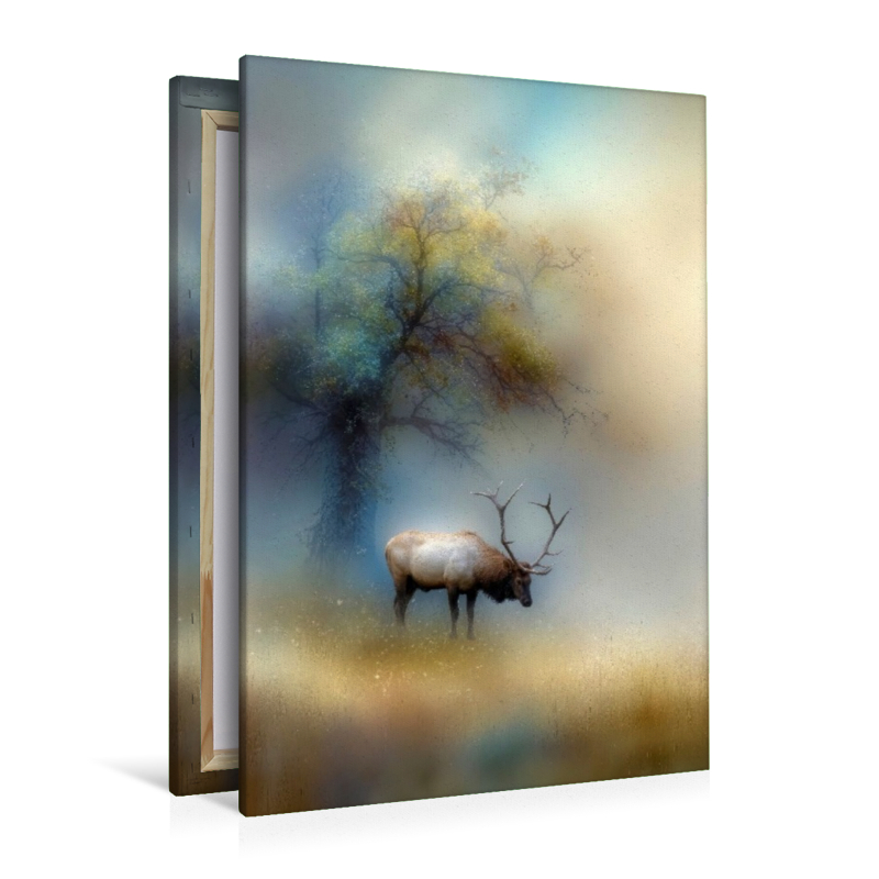 Der Hirsch - der König des Waldes verharrt leise im Nebel